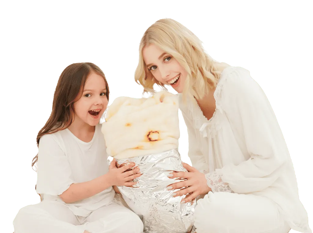 Casofu brand collage with tortilla and burrito blankets
