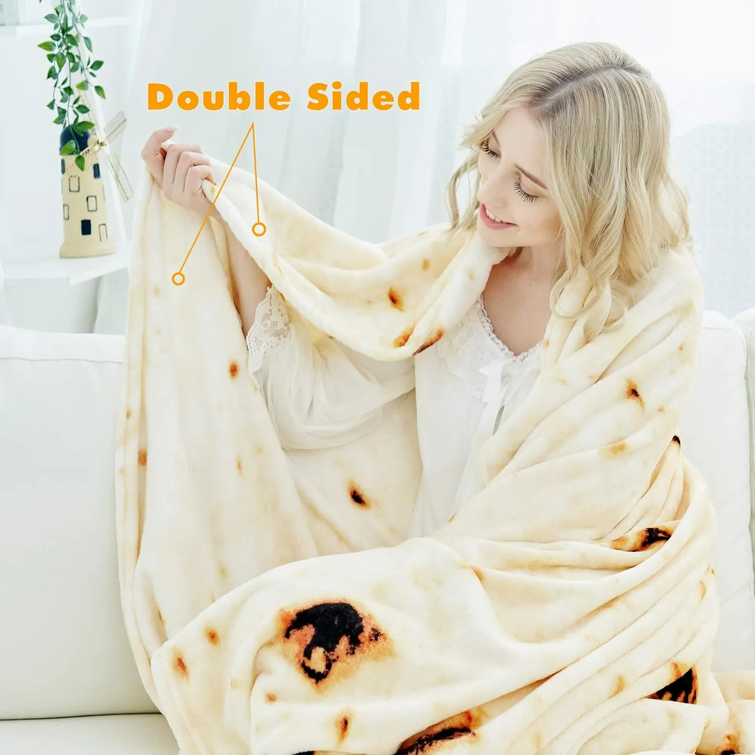 Burritos Tortilla Blanket – double-sided fleece detail