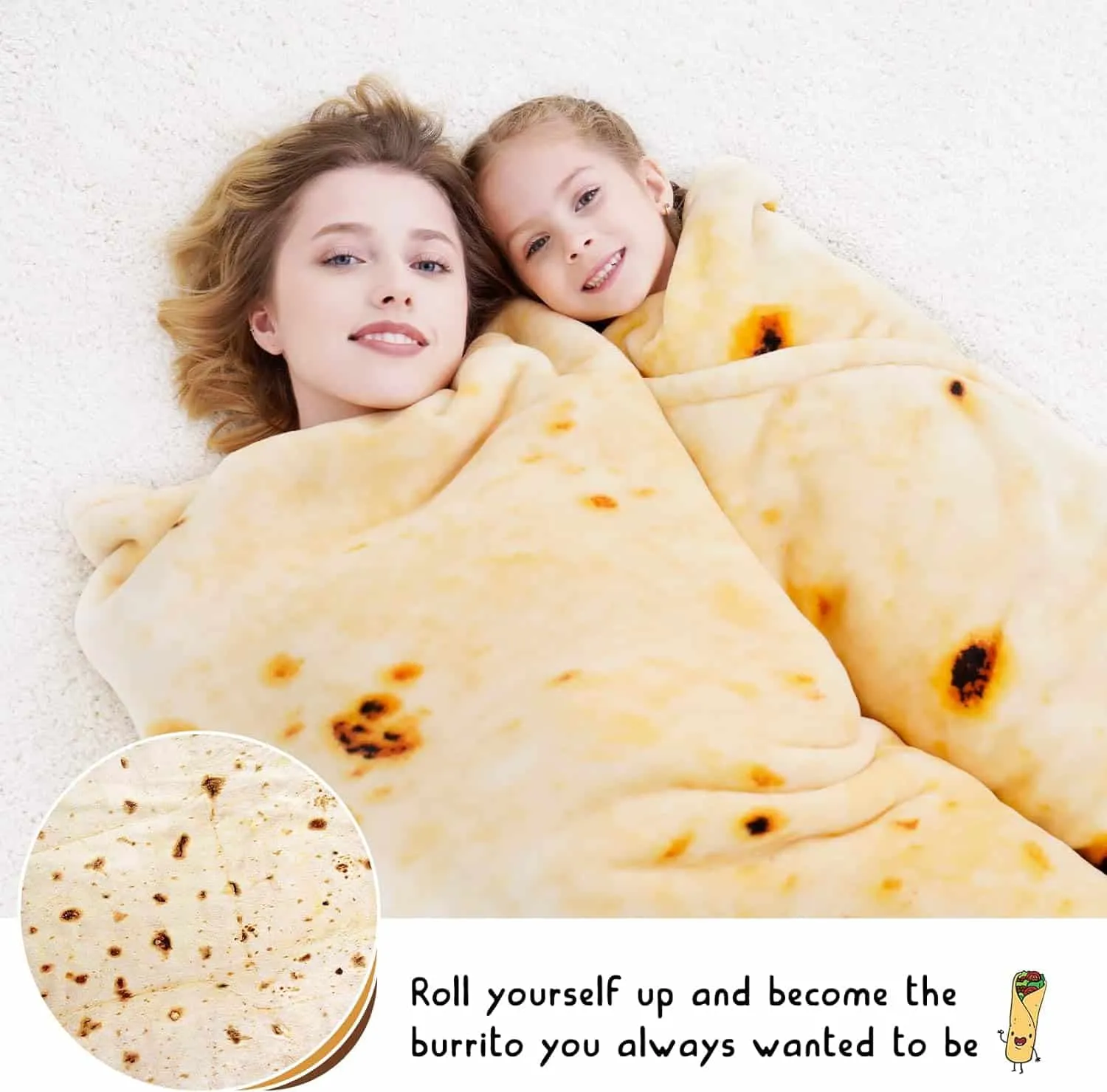 Giant Burrito Blanket – detailed tortilla texture print